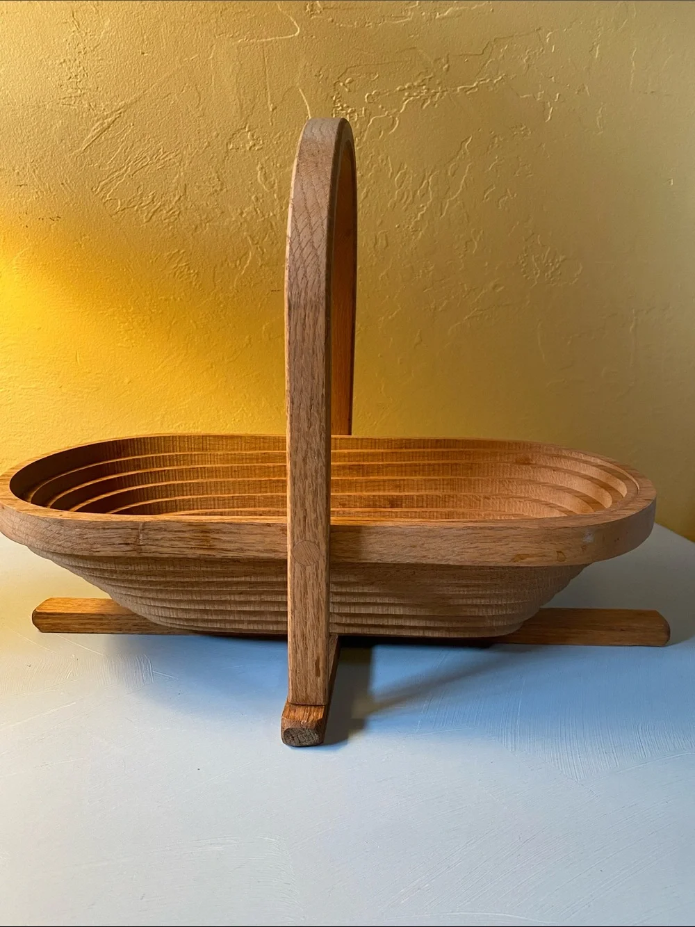 Vintage Handmade Oak Collapsible Basket